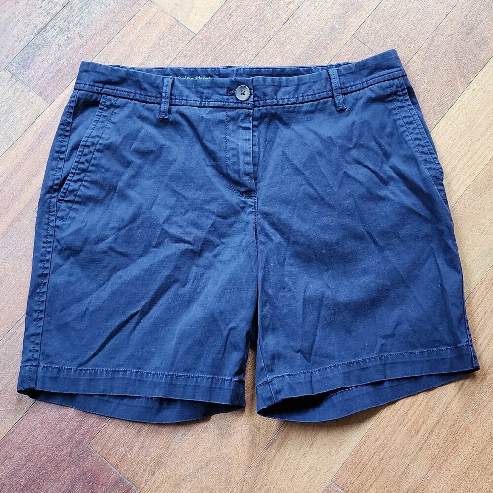 Talbots Navy Relaxed Flat Front Chino Shorts Size 4